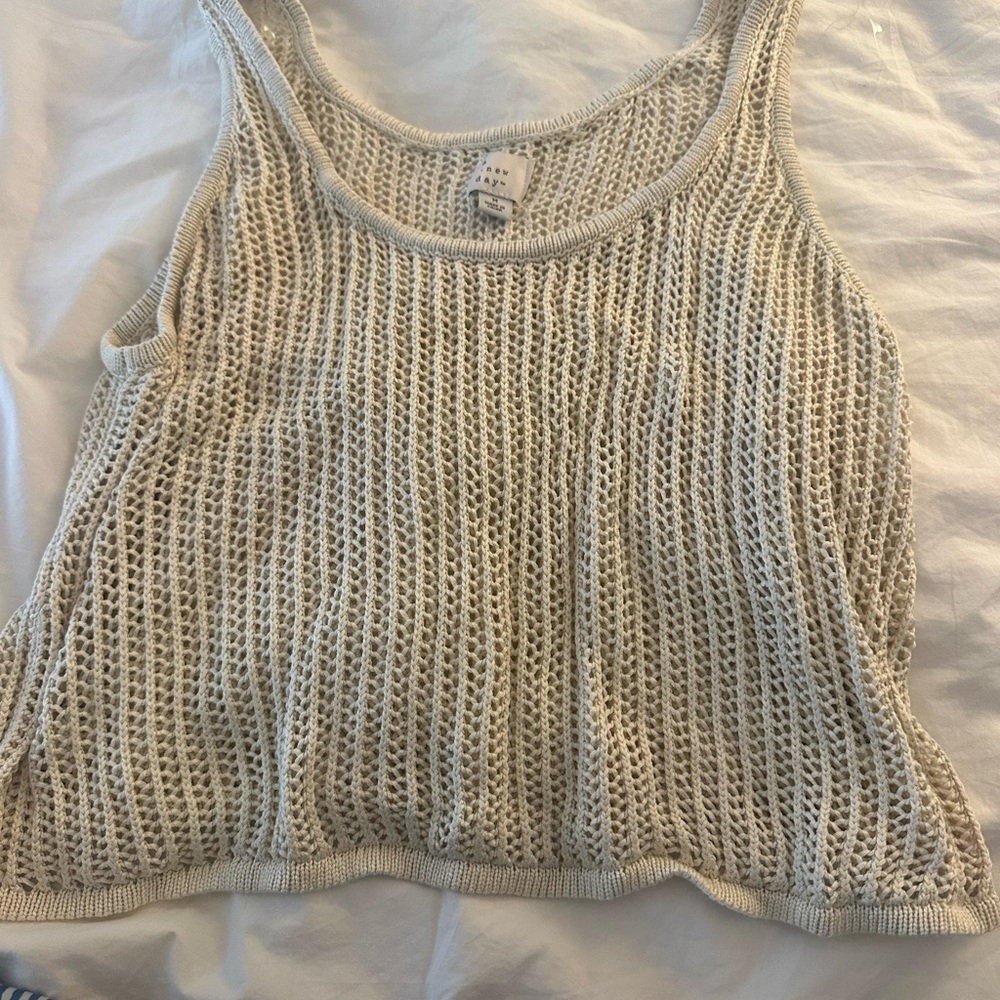 A New Day Cream Ribbed Cropped Tank Top